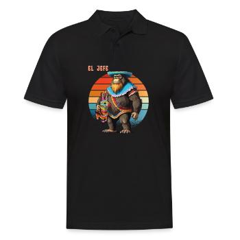 Funny Mexican Bigfoot EL JEFE Sombrero Vintage - Men's Polo Shirt - black - Front - Kai (181cm)