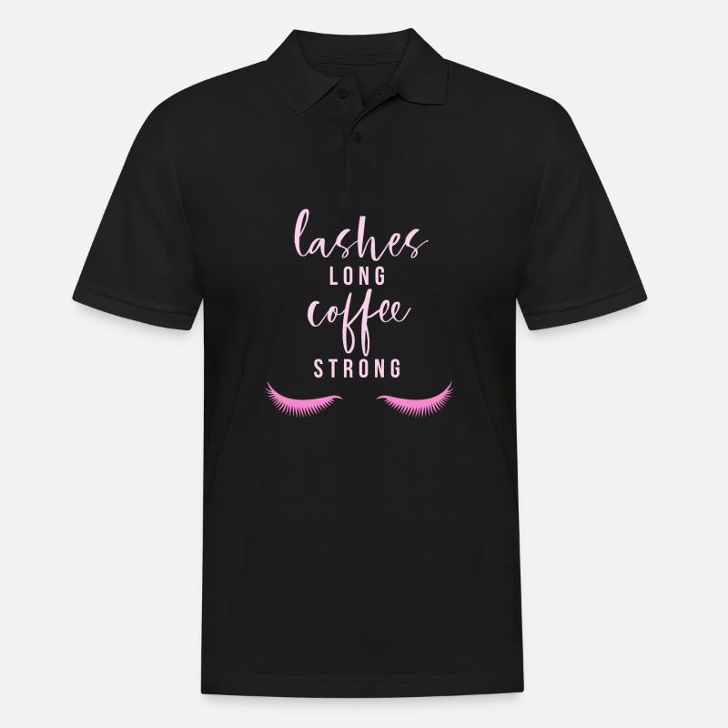 Lashes long Coffee strong - Männer Poloshirt - Schwarz