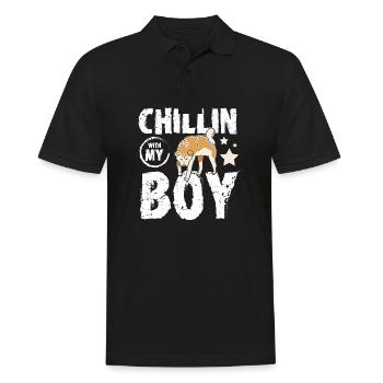 Chillin avec mon garçon Akita - Polo Homme - noir - Devant - Kai (181cm)