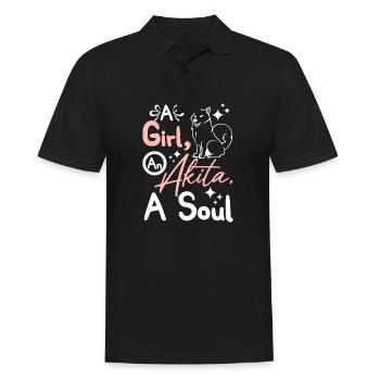 A girl a akita a soul - Männer Poloshirt - Schwarz - Vorne - Kai (181cm)