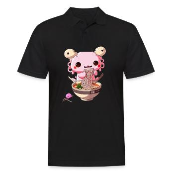 Kawaii Axolotl Eating Ramen Noodles Anime Gift - Männer Poloshirt - Schwarz - Vorne - Kai (181cm)