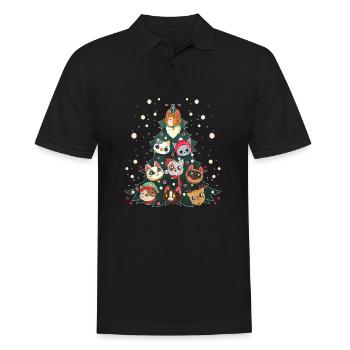Merry Catmas Funny Cats Christmas Tree - Men's Polo Shirt - black - Front - Kai (181cm)