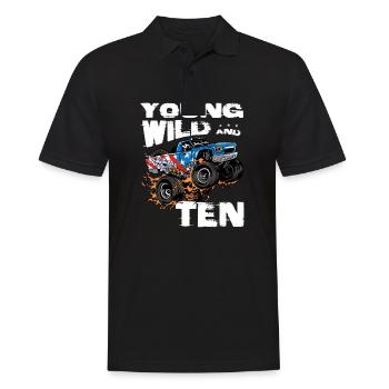 m Young, Wild und 10. Geburtstag Boy Monster Truck - Männer Poloshirt - Schwarz - Vorne - Kai (181cm)