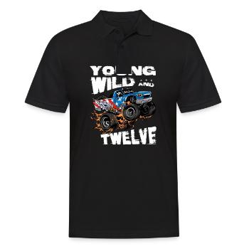m Monster Truck 12. Geburtstag Boy Party - Jung, - Männer Poloshirt - Schwarz - Vorne - Kai (181cm)