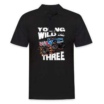 Monster Truck 3. Geburtstag Boy Party - Jung, - Männer Poloshirt - Schwarz - Vorne - Kai (181cm)
