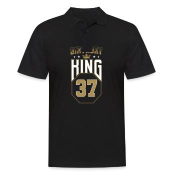 Birthday King 37 Jahre 37. Geburtstag Geschenk - Männer Poloshirt - Schwarz - Vorne - Kai (181cm)
