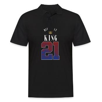 Birthday King 21 Jahre 21. Geburtstag Geschenk - Männer Poloshirt - Schwarz - Vorne - Kai (181cm)
