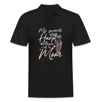 Fête des mères, mon joueur de harpe préféré m’appelle maman - Polo Homme - noir - Devant - Kai (181cm)