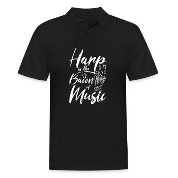 La harpe est le lard de la musique - Polo Homme - noir - Devant - Kai (181cm)