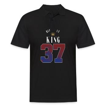 Birthday King 37 Jahre 37. Geburtstag Geschenk - Männer Poloshirt - Schwarz - Vorne - Kai (181cm)