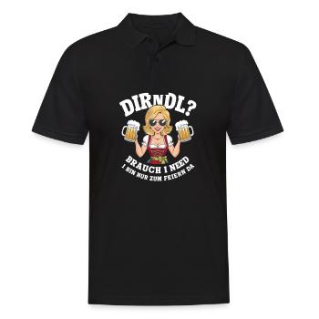 Ersatz Dirndl Trachtenshirt für Dein Perfektes - Männer Poloshirt - Schwarz - Vorne - Kai (181cm)