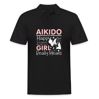 L’aïkido a frappé comme une fille - Polo Homme - noir - Devant - Kai (181cm)