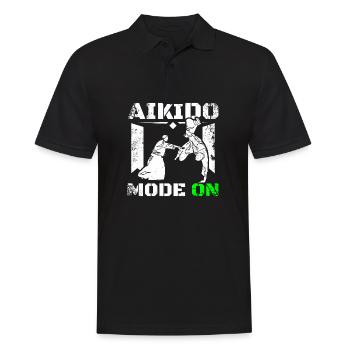 Aikido mode on - Männer Poloshirt - Schwarz - Vorne - Kai (181cm)