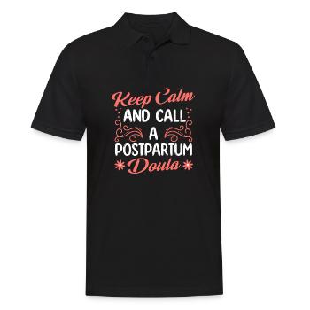Restez calme et appelez une doula post-partum - Polo Homme - noir - Devant - Kai (181cm)