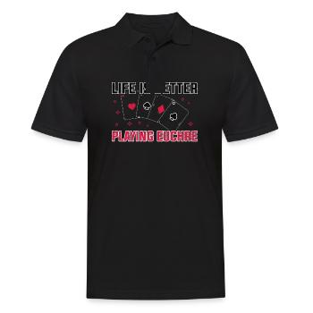 Life Better Playing Euchre Player Poker Euchre - Men's Polo Shirt - black - Front - Kai (181cm)