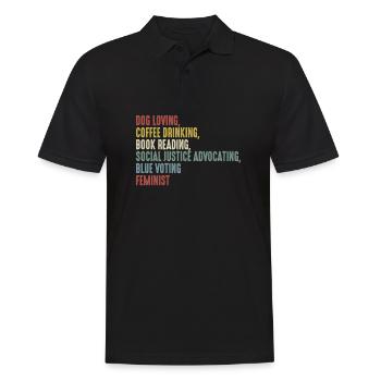 Dog Loving Coffee Drinking Book Reading - Männer Poloshirt - Schwarz - Vorne - Kai (181cm)
