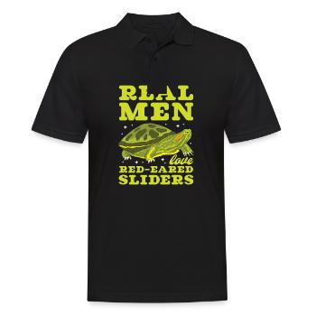 Real Men Love Red-Eared Sliders Land Turtle - Männer Poloshirt - Schwarz - Vorne - Kai (181cm)