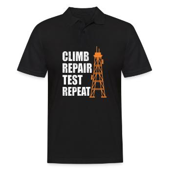 Climb Repair Test Repeat Transmission Tower - Männer Poloshirt - Schwarz - Vorne - Kai (181cm)