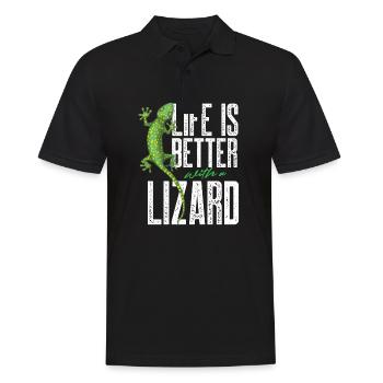 life is better with a lizard Design for a lizard - Männer Poloshirt - Schwarz - Vorne - Kai (181cm)