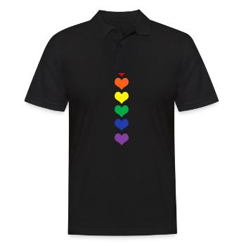 Pride Regenbiogen Heart Rainbow Lgbtq JGA Gay Gift - Männer Poloshirt - Schwarz - Vorne - Kai (181cm)