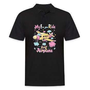 Meine Erste Flugreise Erstes Mal Fliegen - Männer Poloshirt - Schwarz - Vorne - Kai (181cm)