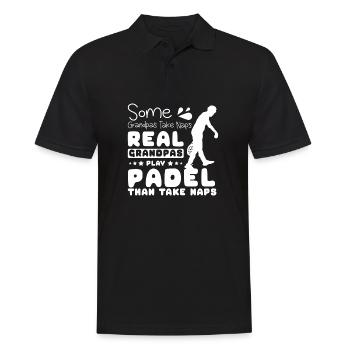 Certains grands-pères font la sieste, de vrais grands-pères jouent au padel - Polo Homme - noir - Devant - Kai (181cm)