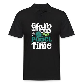 Grab your balls it's padel time - Men's Polo Shirt - black - Front - Kai (181cm)