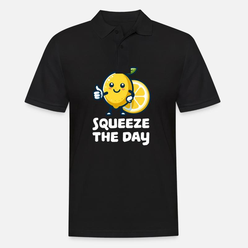 Squeeze the Day Zitrone - Männer Poloshirt - Schwarz