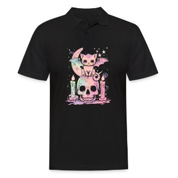 Kawaii Chat Pastel Goth Mignon Effrayant - Polo Homme - noir - Devant - Kai (181cm)