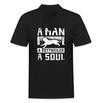 A man a rottweiler a soul - Männer Poloshirt - Schwarz - Vorne - Kai (181cm)