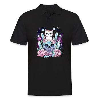 Kawaii Cat Pastel Goth Cute Anime - Men's Polo Shirt - black - Front - Kai (181cm)