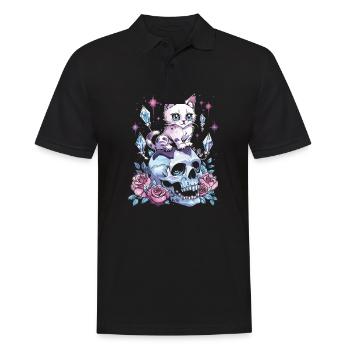 Kawaii Cat Pastel Goth Cute Anime - Men's Polo Shirt - black - Front - Kai (181cm)