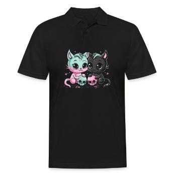 Kawaii Cat Pastel Goth Teuflisch - Männer Poloshirt - Schwarz - Vorne - Kai (181cm)