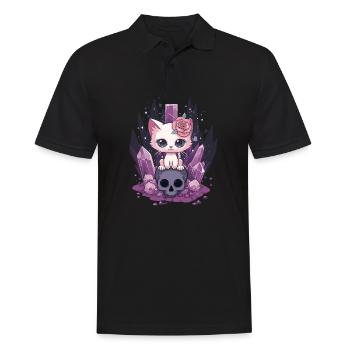 Kawaii Cat Pastel Goth Cute Anime - Men's Polo Shirt - black - Front - Kai (181cm)