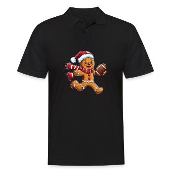 Weihnachts-Lebkuchenmann Football Design - Männer Poloshirt - Schwarz - Vorne - Kai (181cm)