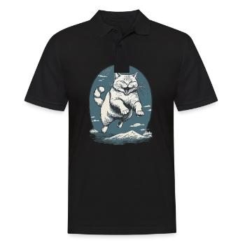 Le chat dans le saut - Polo Homme - noir - Devant - Kai (181cm)