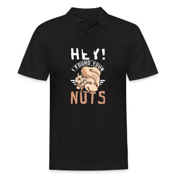 Funny Squirrel hey I found your nuts - Männer Poloshirt - Schwarz - Vorne - Kai (181cm)