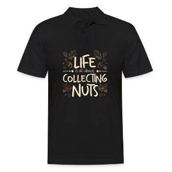 Funny autumn life is all about collecting nuts - Männer Poloshirt - Schwarz - Vorne - Kai (181cm)
