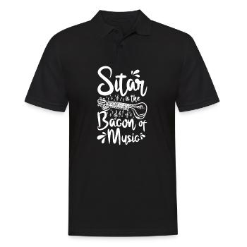 Sitar is the bacon of music - Men's Polo Shirt - black - Front - Kai (181cm)
