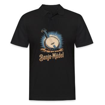 Bluegrass Banjo Spieler Musik Saiteninstrument - Männer Poloshirt - Schwarz - Vorne - Kai (181cm)