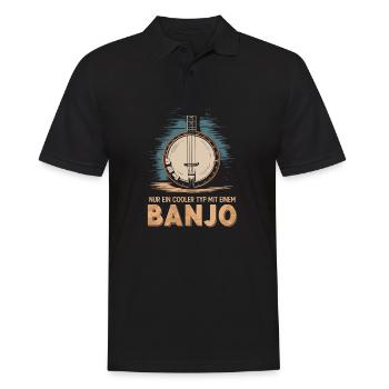 Bluegrass Banjo Spieler Musik Saiteninstrument - Männer Poloshirt - Schwarz - Vorne - Kai (181cm)