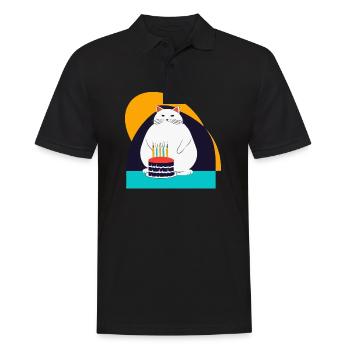 Cat celebrates fifth birthday - Men's Polo Shirt - black - Front - Kai (181cm)