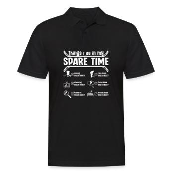 Ce que je fais pendant mon temps libre en jouant au roller hockey - Polo Homme - noir - Devant - Kai (181cm)