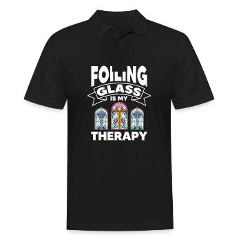 Foiling Glass Is My Therapy Stained Glass Artist - Männer Poloshirt - Schwarz - Vorne - Kai (181cm)