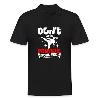 Wing chun Girl don't let the ponytail fool you - Men's Polo Shirt - black - Front - Kai (181cm)