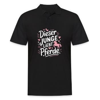 Reiten Reiterin Pferde Jungen Pferdeliebhaber - Männer Poloshirt - Schwarz - Vorne - Kai (181cm)