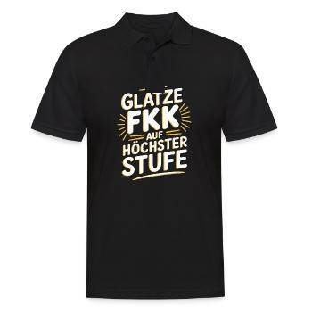 Glatze Frisur Haarausfall, Lustiges Glatzenträger - Männer Poloshirt - Schwarz - Vorne - Kai (181cm)