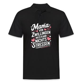 Zwillingsmama Mama von Zwillingen Zwillings Mutter - Männer Poloshirt - Schwarz - Vorne - Kai (181cm)