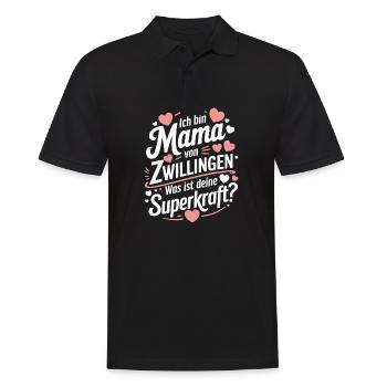 Zwillingsmama Zwillings Mutter, Mama von Zwillinge - Männer Poloshirt - Schwarz - Vorne - Kai (181cm)