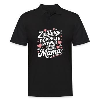 Zwillingsmutter Twin Mom Mama von Zwillingen - Männer Poloshirt - Schwarz - Vorne - Kai (181cm)